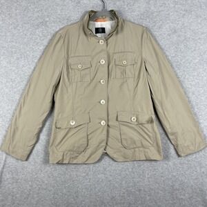 Bogner Khaki Utility Jacket Womens 10 Lace Up Corset Back Quiet Luxury Safari